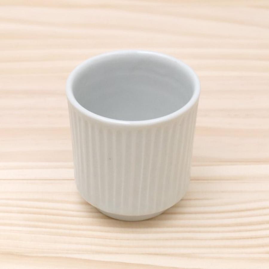 白磁 湯呑 細しのぎ / 九谷青窯