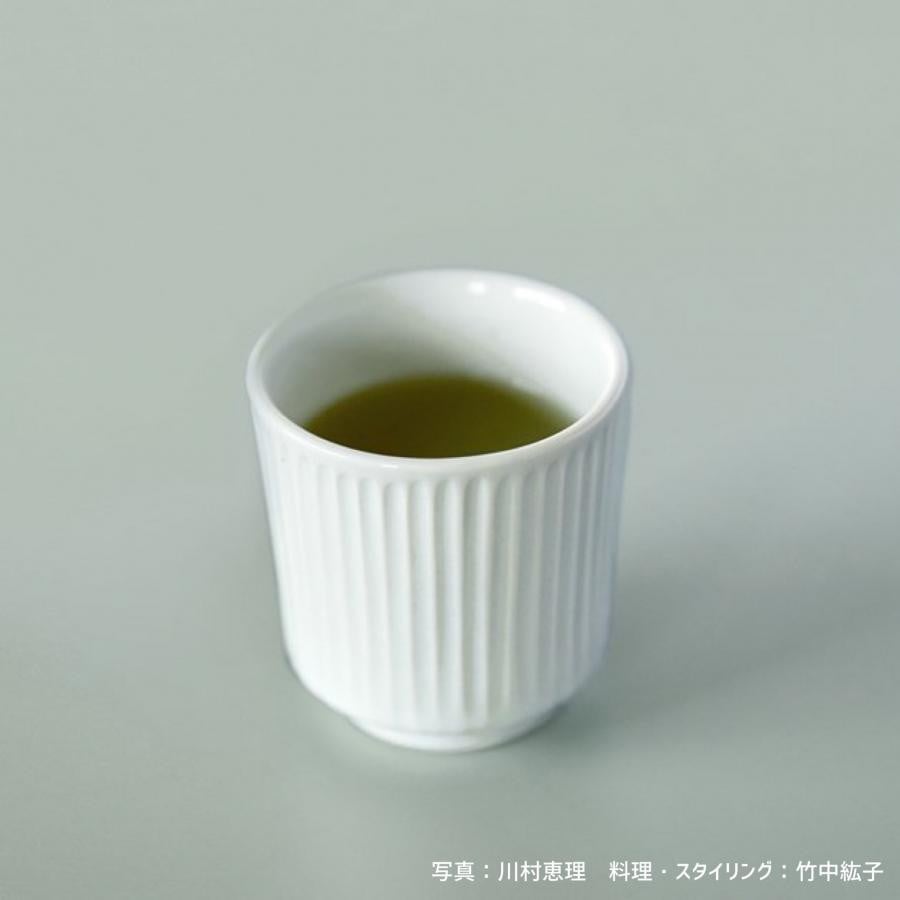 白磁 湯呑 細しのぎ / 九谷青窯