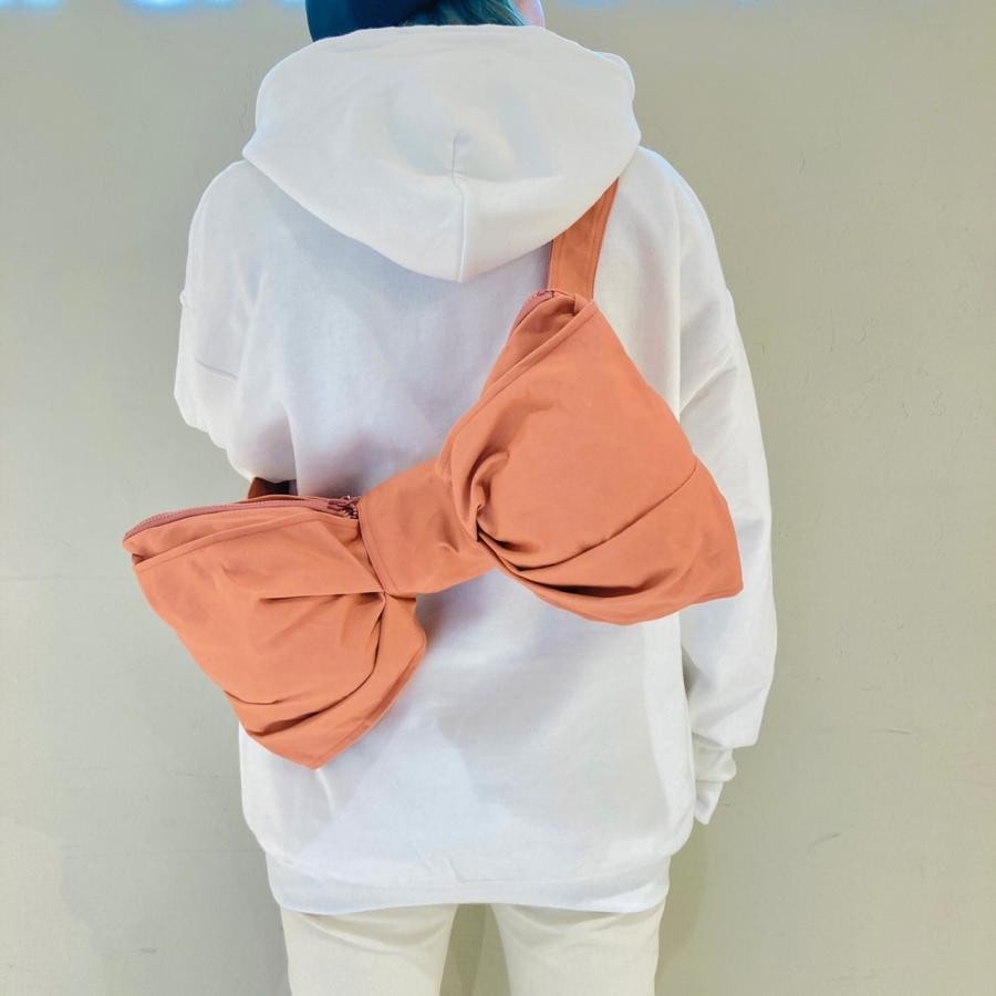 期間限定【 WHOWHAT 】リボンバッグ （キャンバス生地) ネイビー F