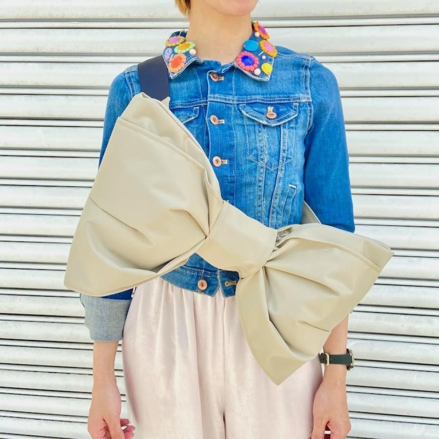 期間限定【 WHOWHAT 】リボンバッグ （ナイロン生地) ロイヤルブルー F