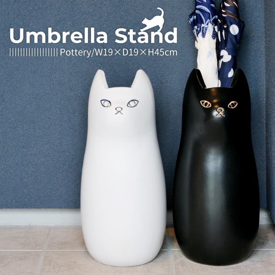 NYANBRELLA STAND 陶器のネコ傘たて(L)(CLY-12WH ホワイト