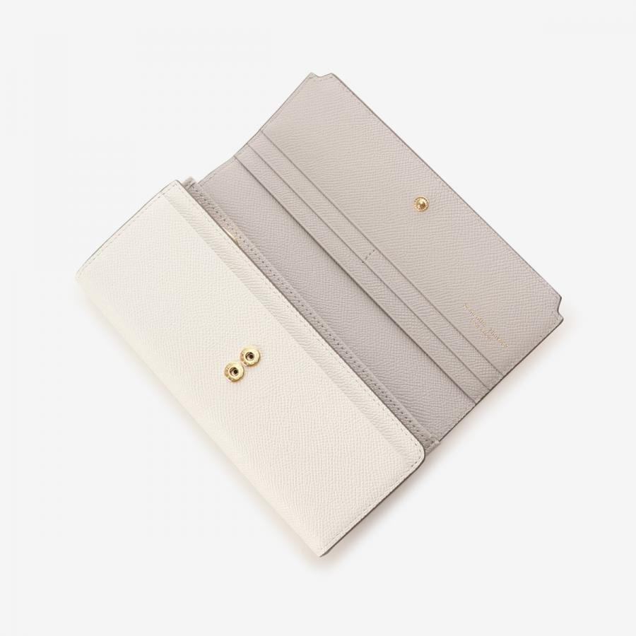 インサイドバイカラー かぶせ長財布 ピンク