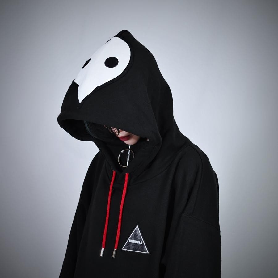 O-ring ZIP NECK hoodie（第4の使徒）by MALICIOUS.X (BLACK)(ONE SIZE