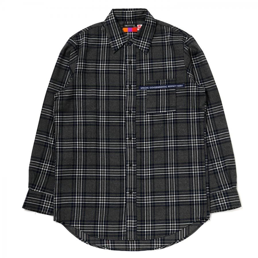 EVA-01 BANDANNA FLANNEL CHECK SHIRTS (GRAY×NAVY) GRAY×NAVY ONE SIZE