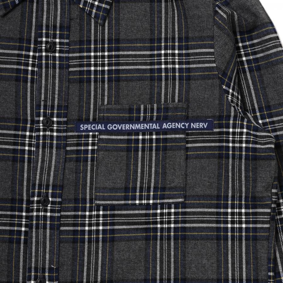 EVA-01 BANDANNA FLANNEL CHECK SHIRTS (GRAY×NAVY) GRAY×NAVY ONE SIZE