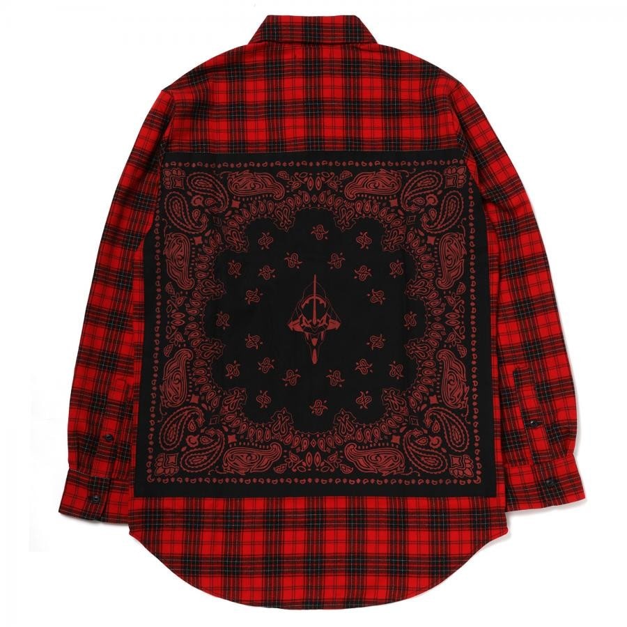 EVA-01 BANDANNA FLANNEL CHECK SHIRTS (RED×BLACK) RED×BLACK ONE SIZE