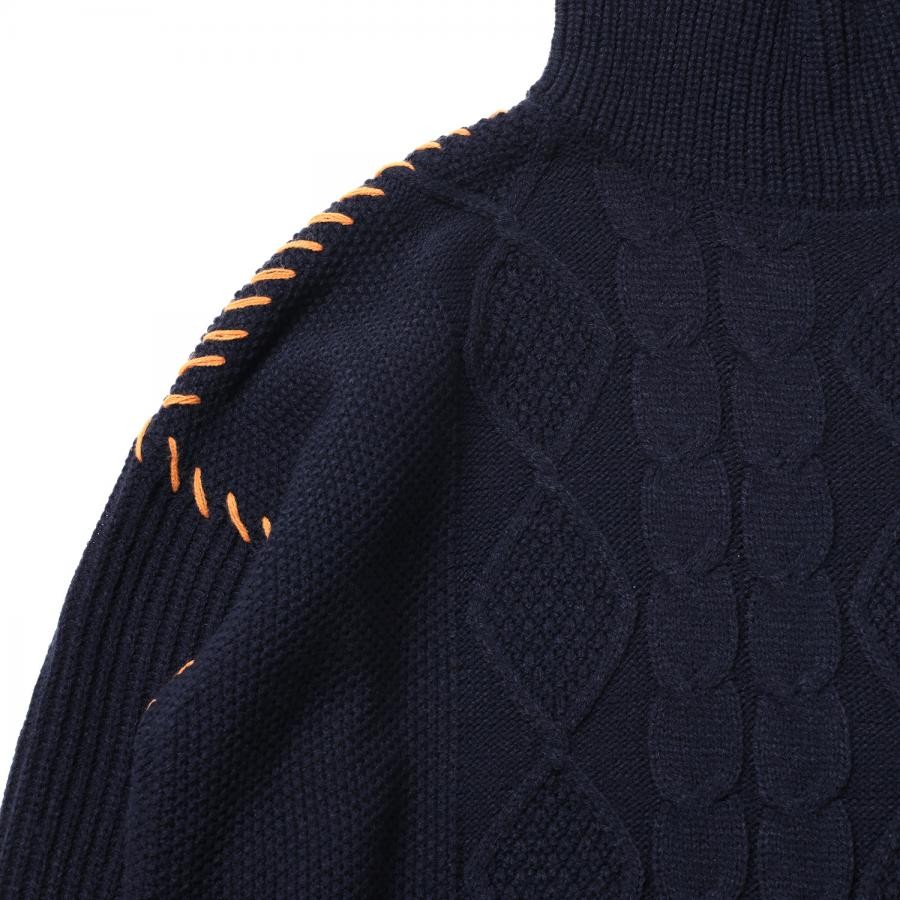 EVANGELION Hand Stitch Turtleneck Knit (NAVY) NAVY LARGE