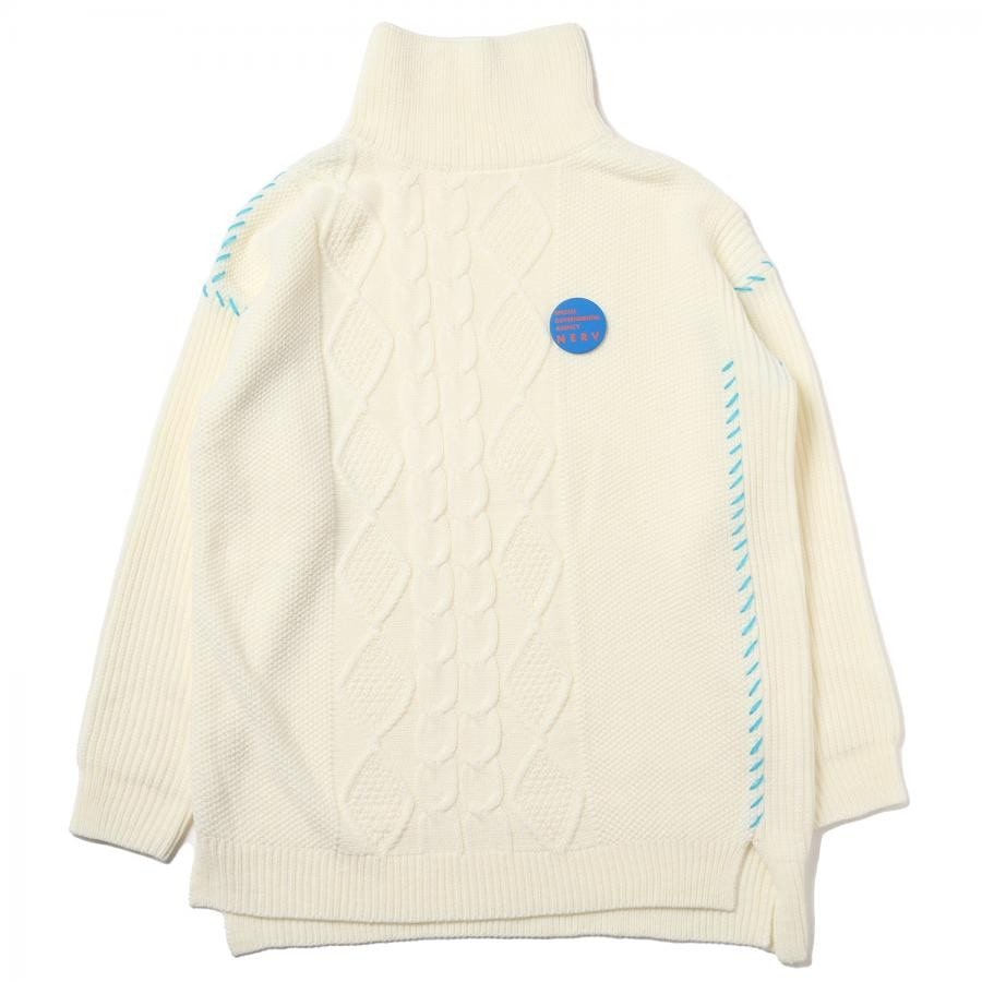 EVANGELION Hand Stitch Turtleneck Knit (WHITE) WHITE LARGE