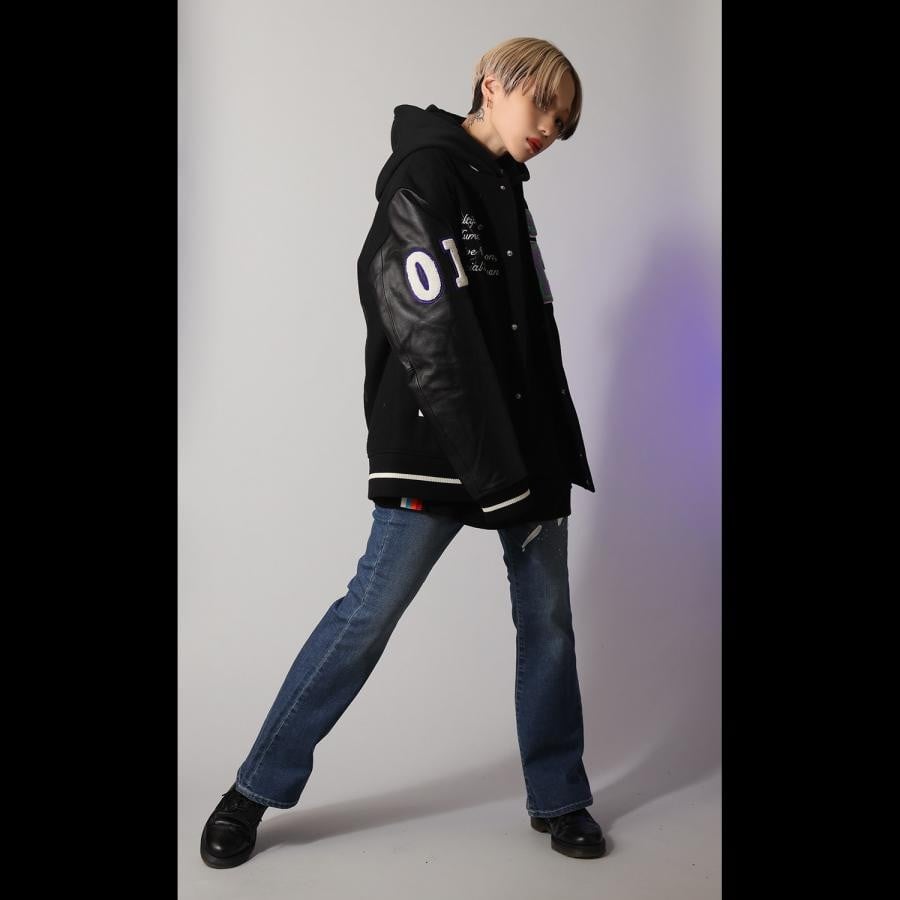 EVANGELION BASEBALL JACKET (BLACK×BLACK(EVA-01))(L BLACK