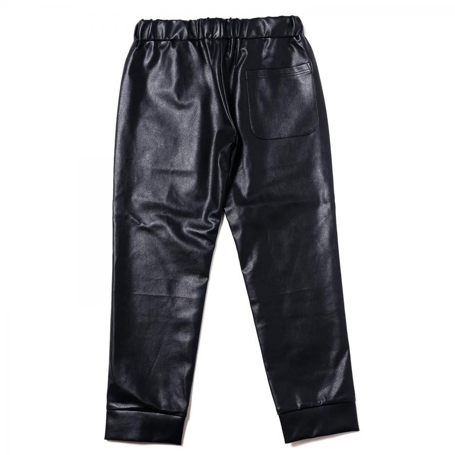 EVA-01 Flower Embroidery Vegan Leather Pants (BLACK) BLACK XL
