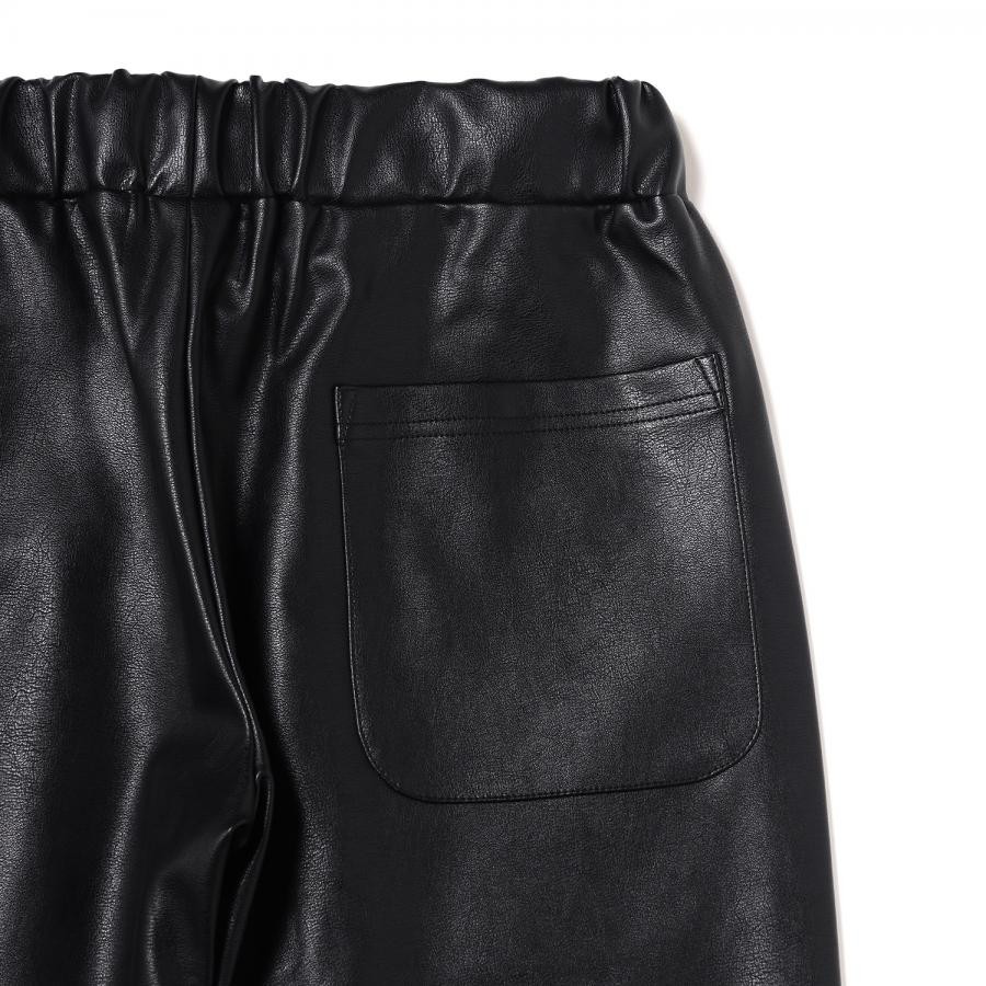 EVA-01 Flower Embroidery Vegan Leather Pants (BLACK) BLACK XL