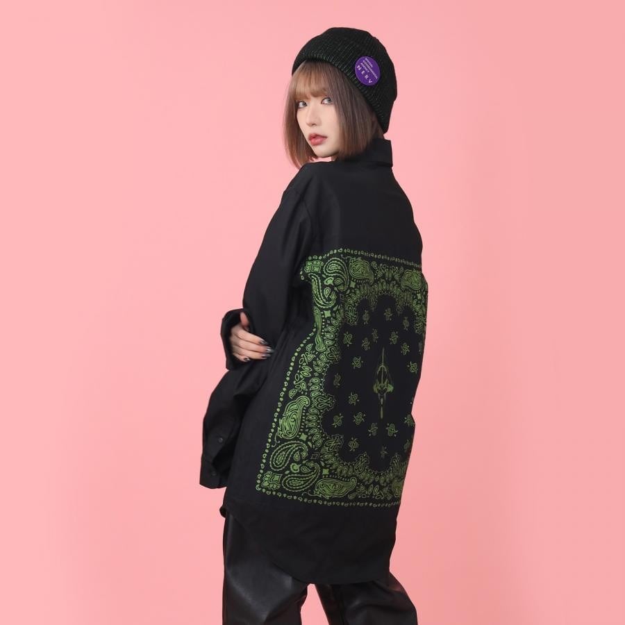 EVA-01 BANDANNA SHIRTS (BLACK×GREEN)