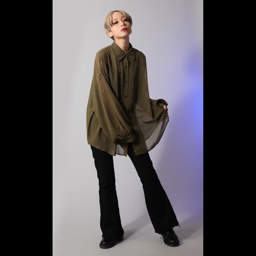 EVANGELION Sheer Shirt (OLIVE) OLIVE ONE SIZE
