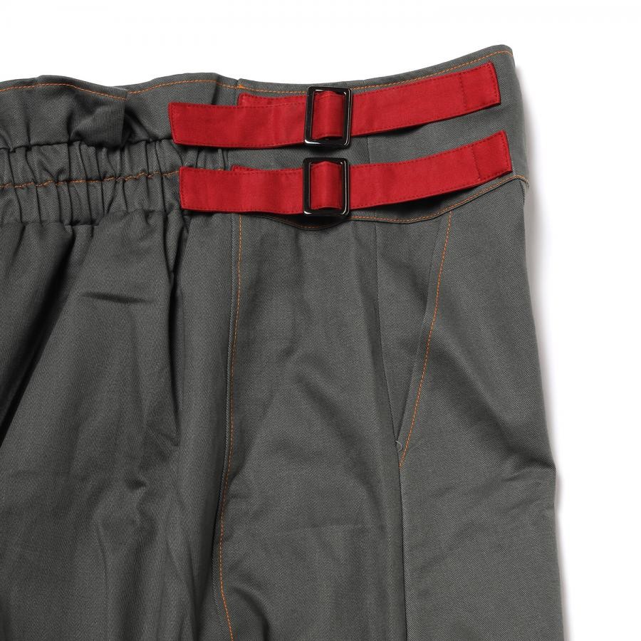 EVANGELION Side Belt Long Skirt (OLIVE) OLIVE FREE