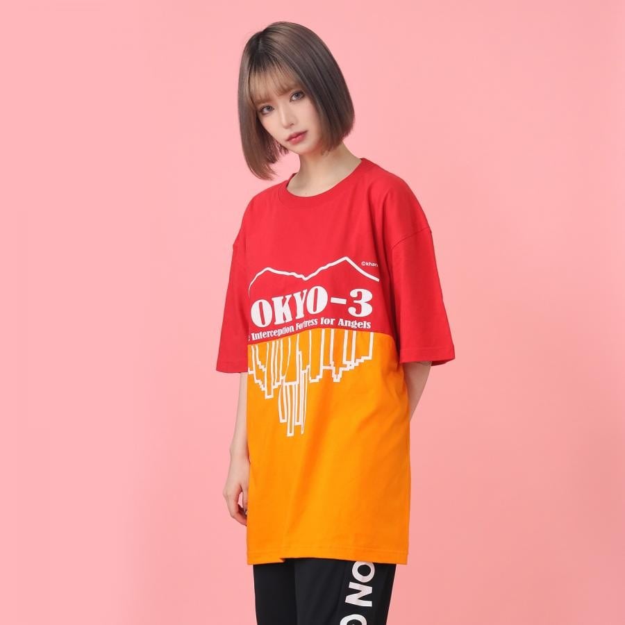 TOKYO-3 2Tone T-Shirt β (ORANGE×RED) ORANGE×RED XL