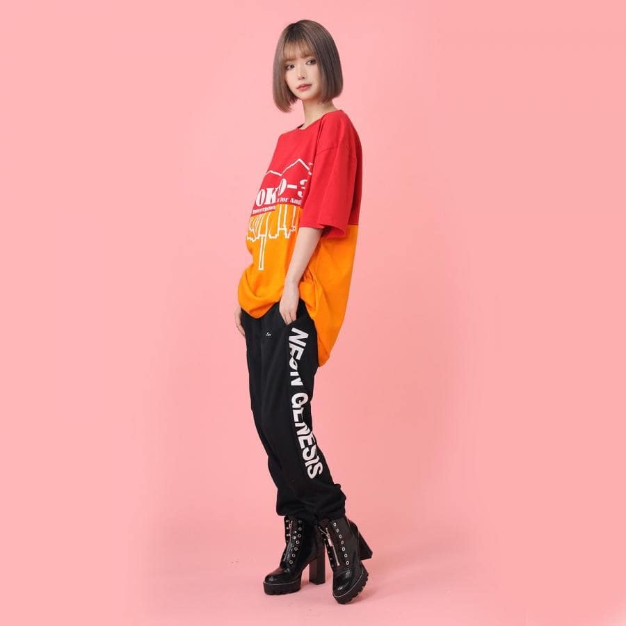 TOKYO-3 2Tone T-Shirt β (ORANGE×RED) ORANGE×RED XL