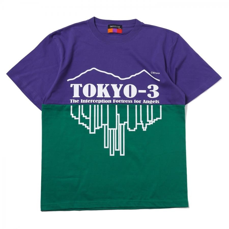 TOKYO-3 2Tone T-Shirt β (PURPLE×GREEN) PURPLE×GREEN L
