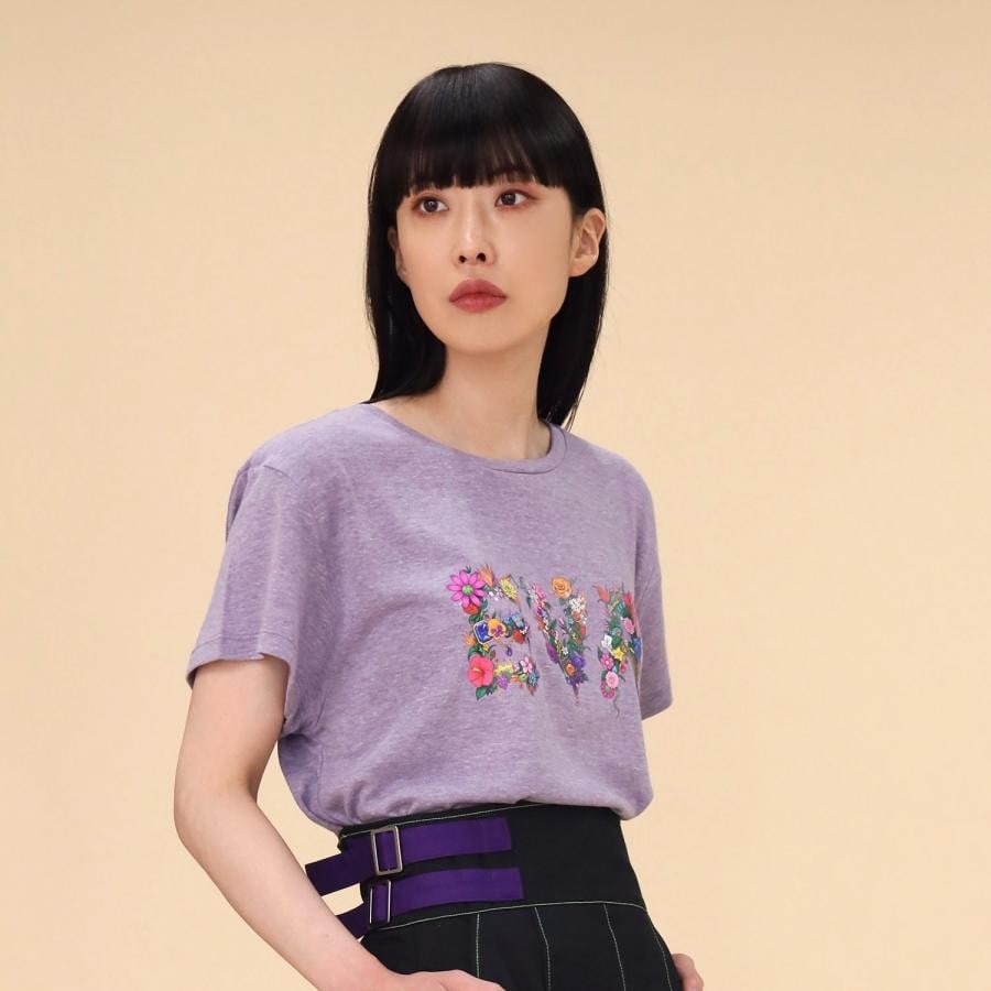 EVA Jewel & Flower T-Shirt (PURPLE) PURPLE ONE SIZE