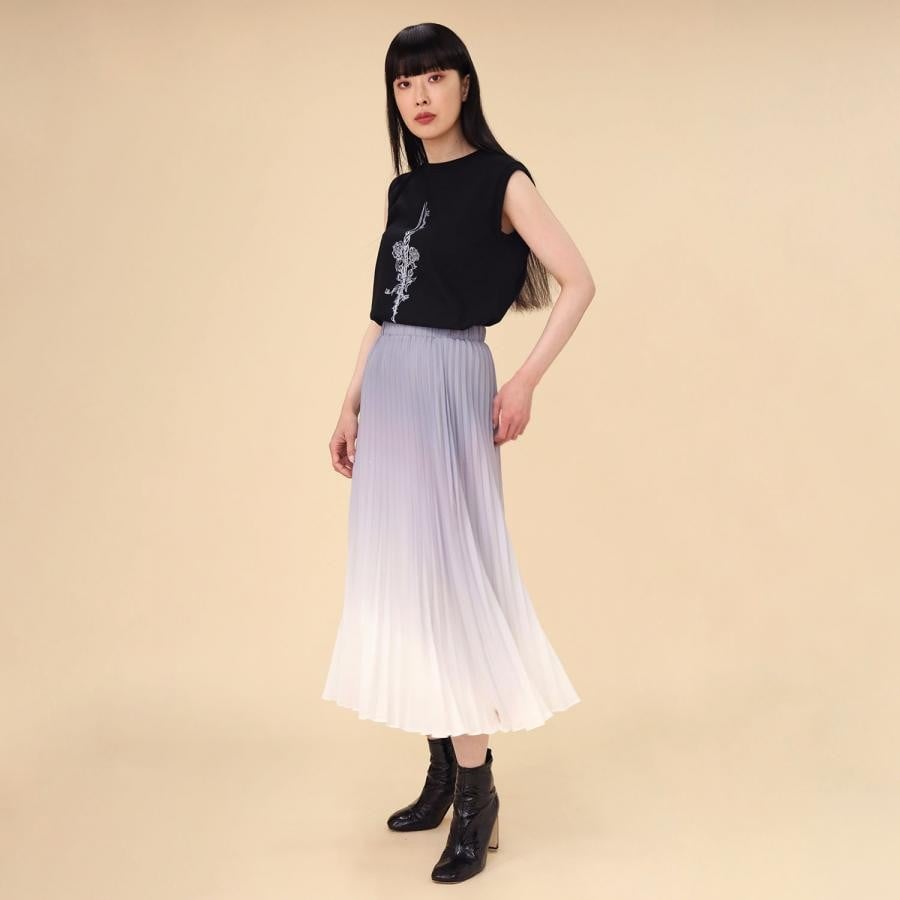 The Beach Gradation Pleated Skirt (GRAY) GRAY FREE