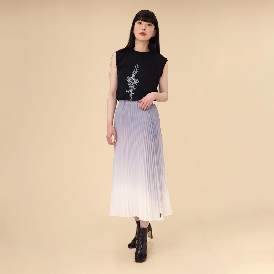 The Beach Gradation Pleated Skirt (GRAY) GRAY FREE