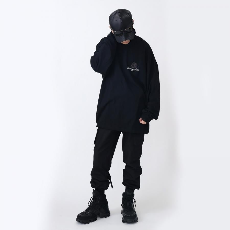 EVANGELION Flower Embroidery Cutsew (BLACK) BLACK ONE SIZE