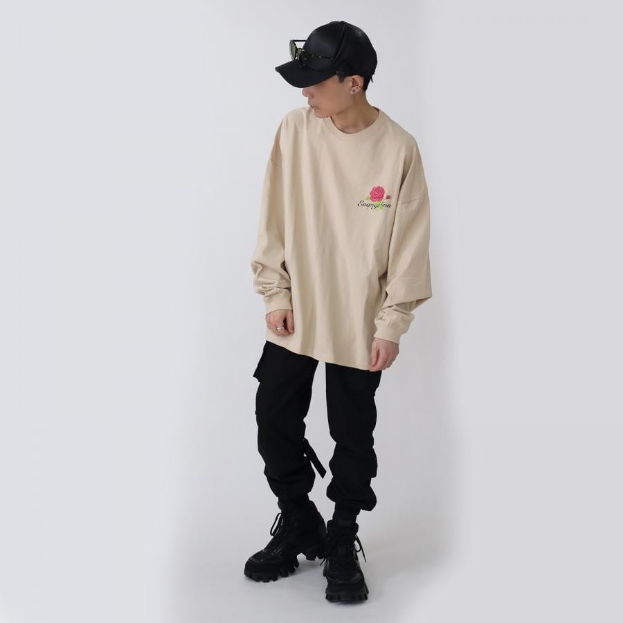 EVANGELION Flower Embroidery Cutsew (BEIGE(MARI)) BEIGE(MARI) ONE SIZE