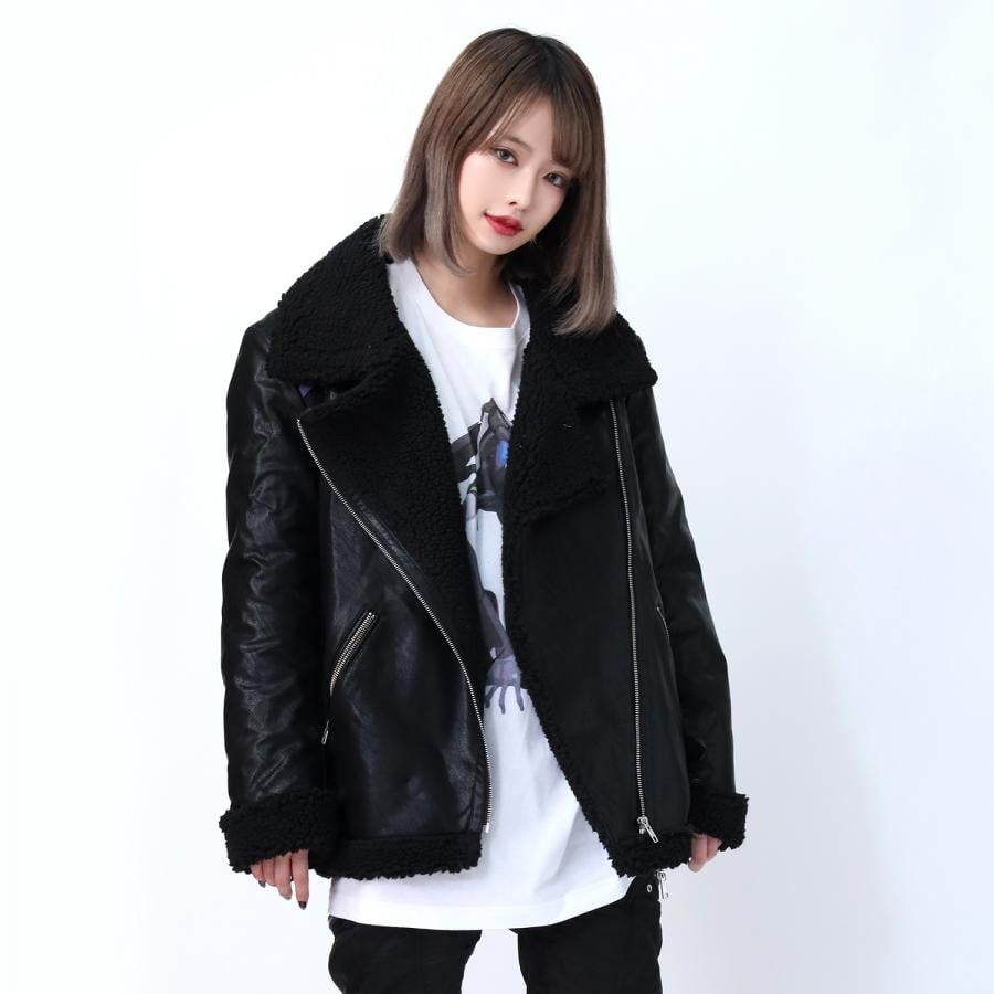 EVANGELION BOA RIDERS JACKET (BLACK×PURPLE(EVA-01)) BLACK×PURPLE（EVA-01） L