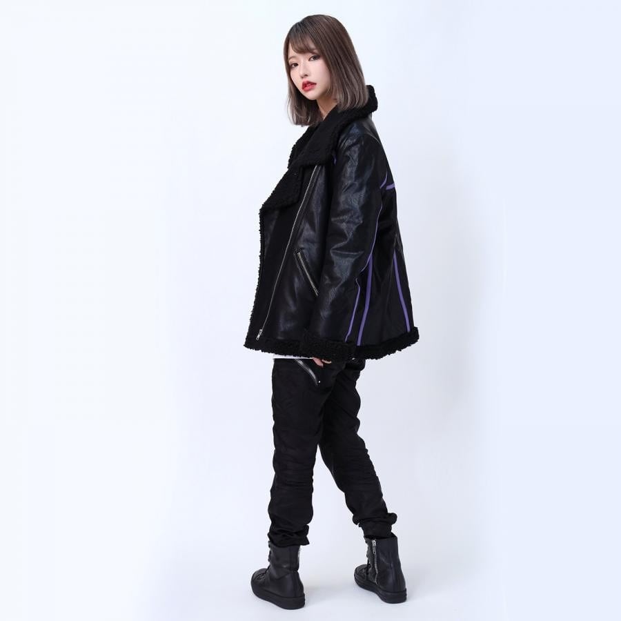 EVANGELION BOA RIDERS JACKET (BLACK×PURPLE(EVA-01)) BLACK×PURPLE（EVA-01） L