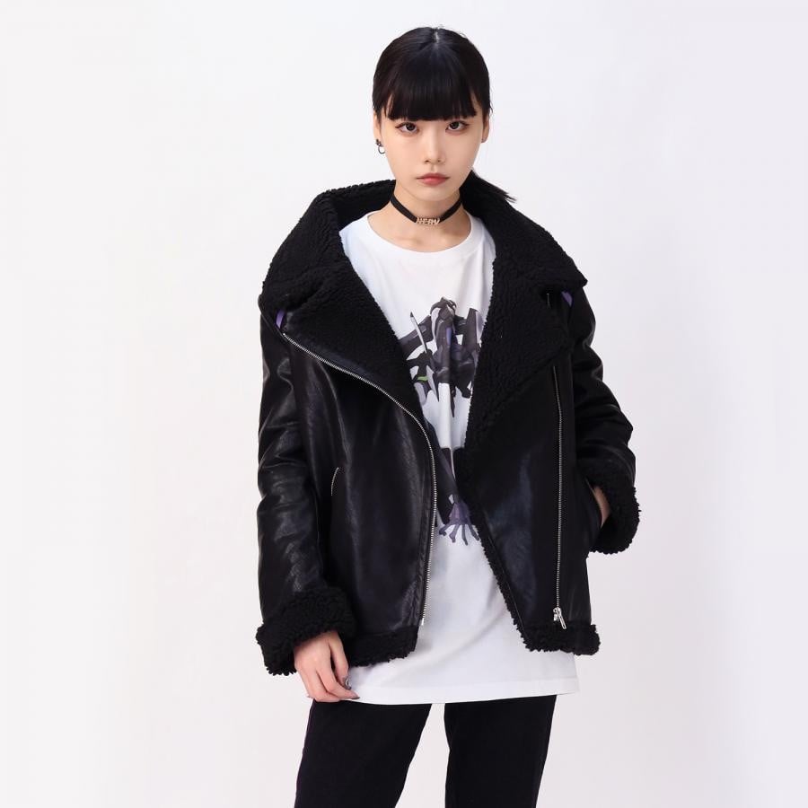 EVANGELION BOA RIDERS JACKET (BLACK×PURPLE(EVA-01)) BLACK×PURPLE（EVA-01） L