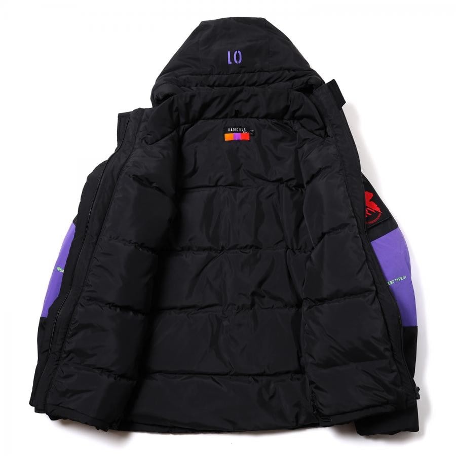 EVANGELION 2TONE DOWN JACKET (BLACK(EVA-01)) BLACK（EVA-01） LARGE