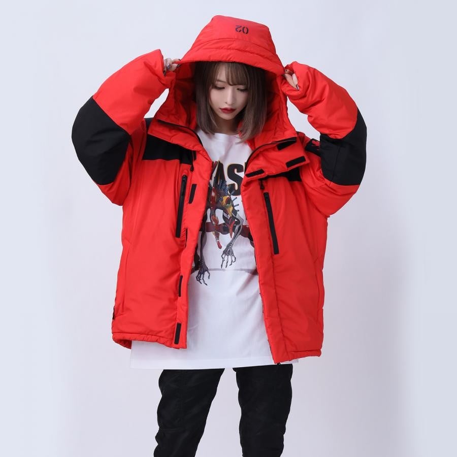 EVANGELION 2TONE DOWN JACKET (BLACK(EVA-01)) BLACK（EVA-01） LARGE