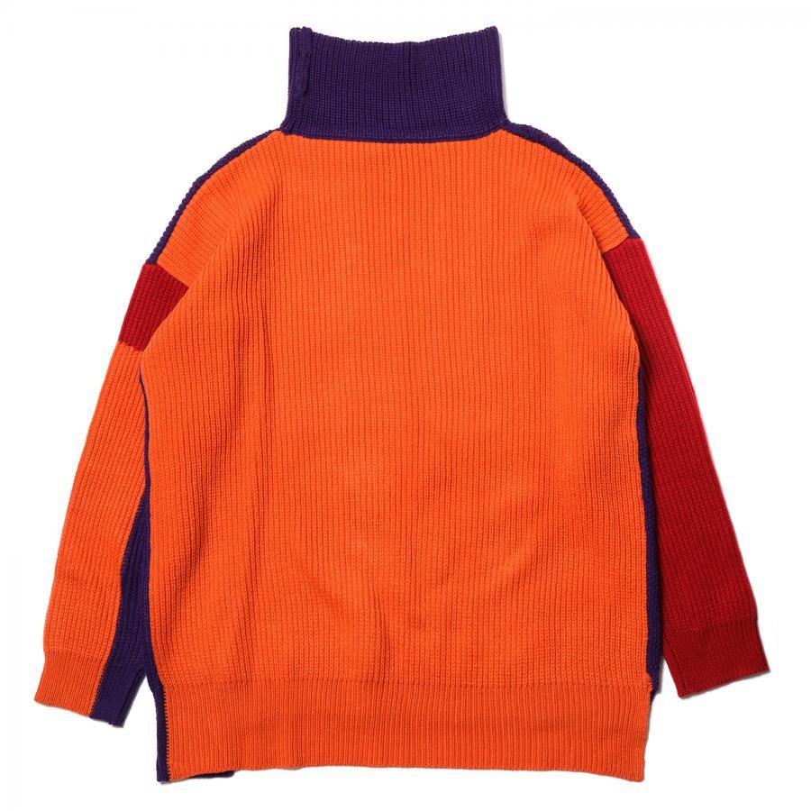 EVANGELION Panel Turtleneck Knit (ORANVE×RED×PURPLE) ORANGE×RED×PURPLE LARGE