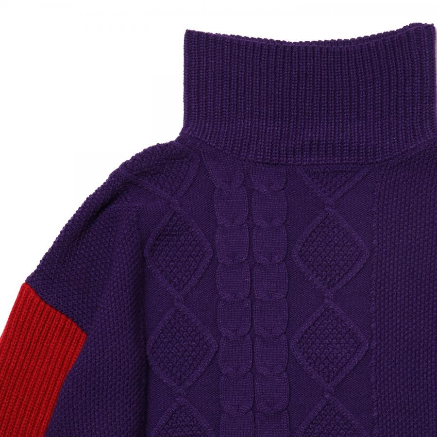 EVANGELION Panel Turtleneck Knit (ORANVE×RED×PURPLE) ORANGE×RED×PURPLE LARGE