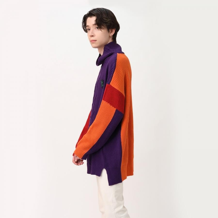 EVANGELION Panel Turtleneck Knit (ORANVE×RED×PURPLE)(LARGE  ORANGE×RED×PURPLE)｜ RADIO EVA STORE｜渋谷PARCO | ONLINE PARCO（オンラインパルコ）