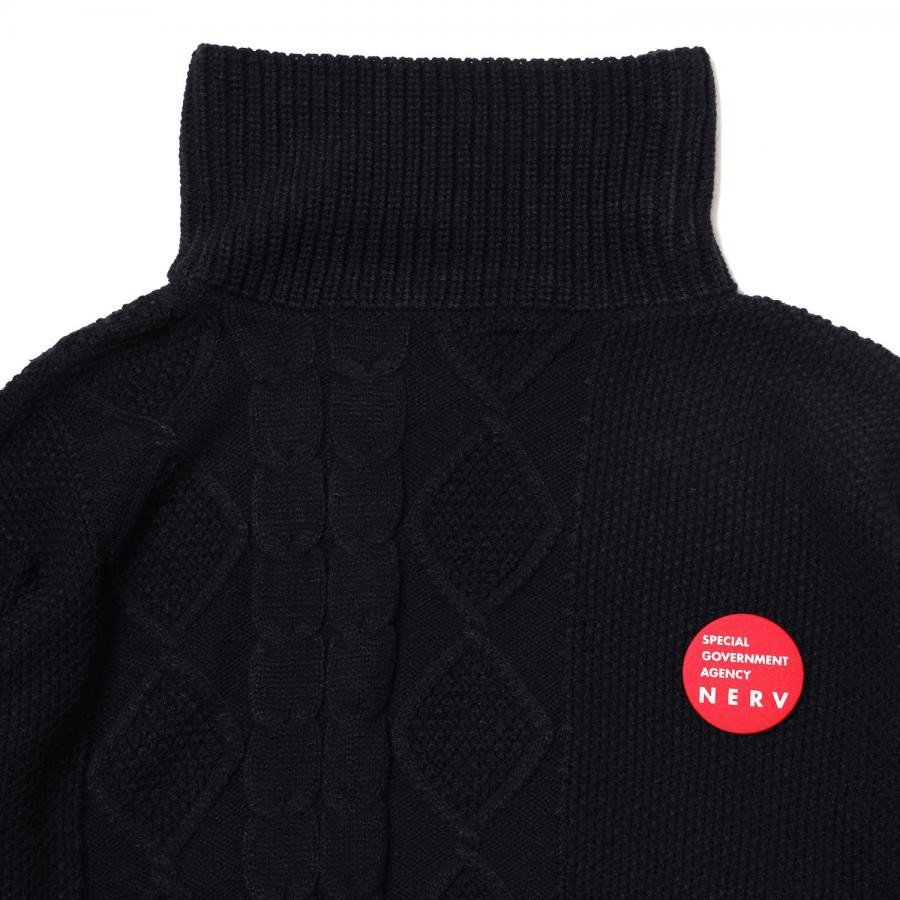 EVANGELION Panel Turtleneck Knit (BLACK×WHITE×RED)