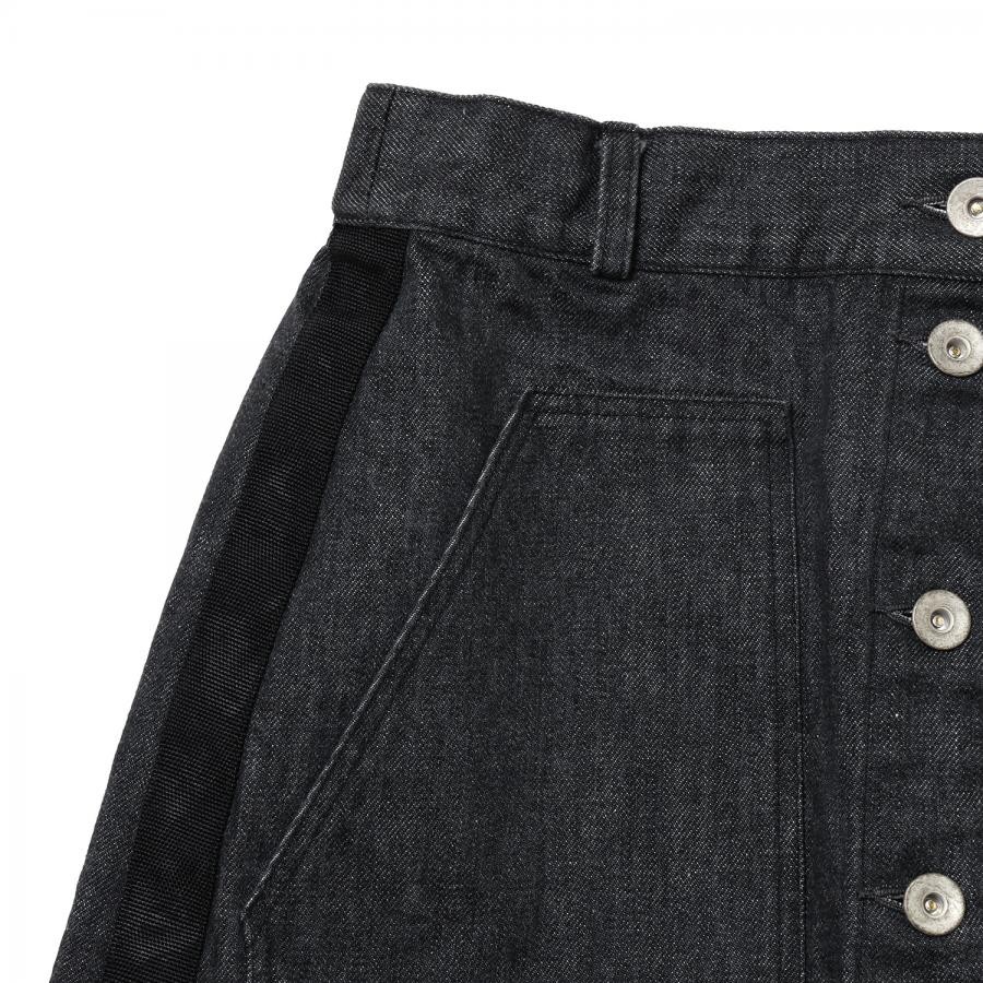 Button Fly Denim Skirt (BLACK) BLACK FREE
