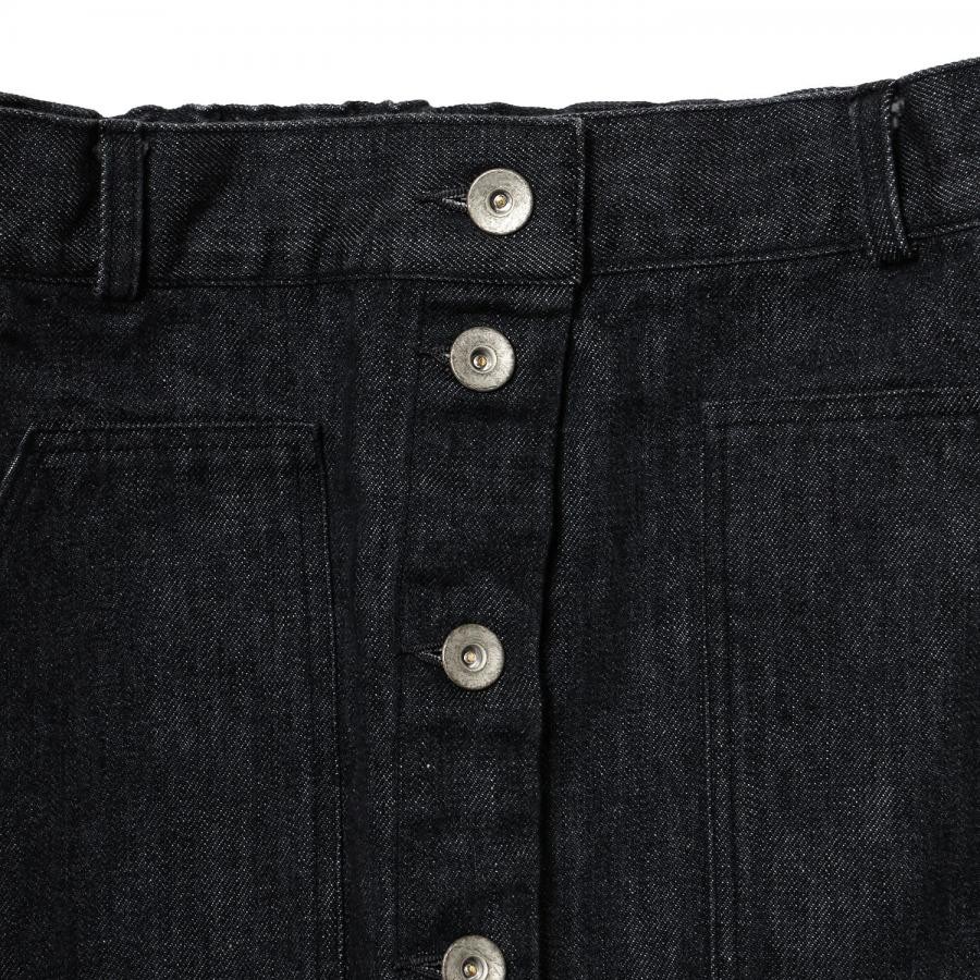 Button Fly Denim Skirt (BLACK) BLACK FREE