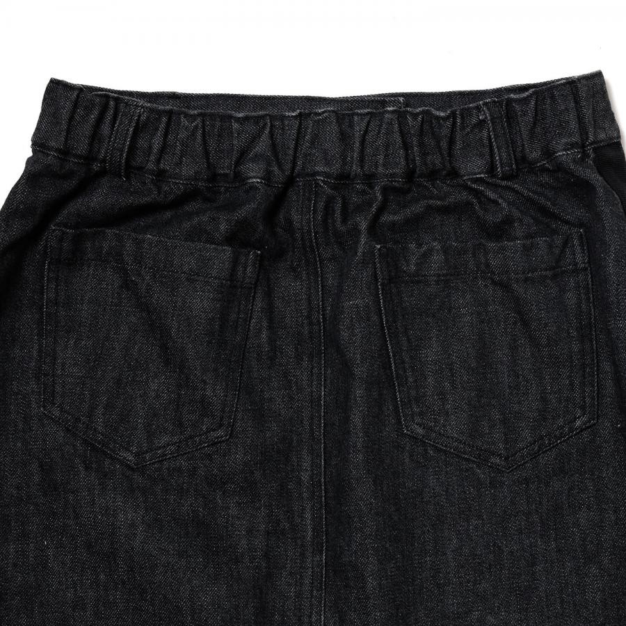 Button Fly Denim Skirt (BLACK) BLACK FREE