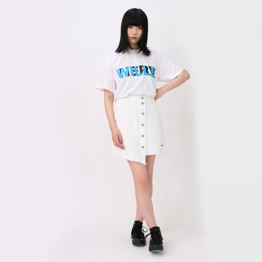 Button Fly Denim Skirt (BLACK) BLACK FREE