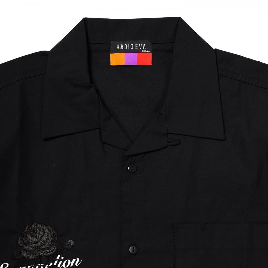 EVA-01 Flower Embroidery SHORT SLEEVE SHIRT BLACK EDITION（BLACK） BLACK M