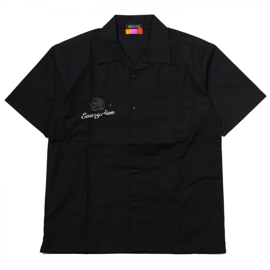 EVA-01 Flower Embroidery SHORT SLEEVE SHIRT BLACK EDITION（BLACK） BLACK L