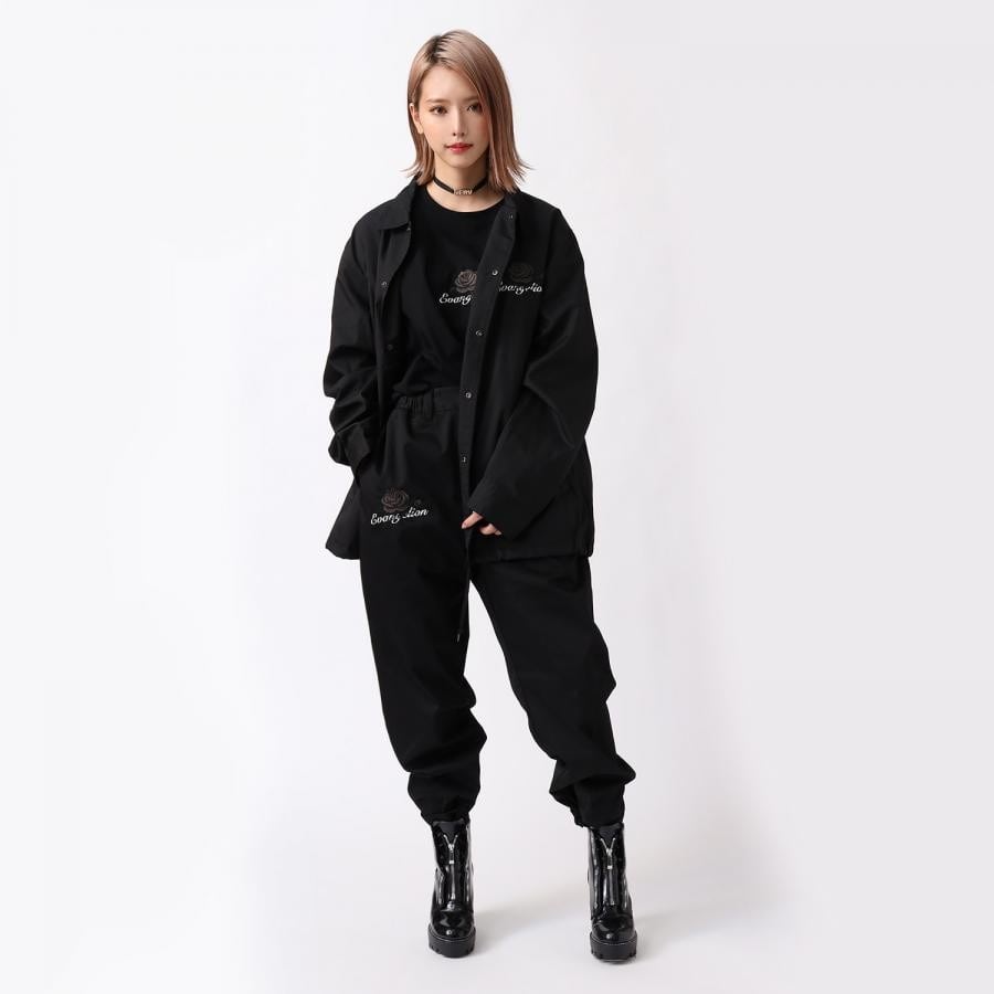 EVA-01 Flower Embroidery PANTS BLACK EDITION（BLACK） BLACK XL