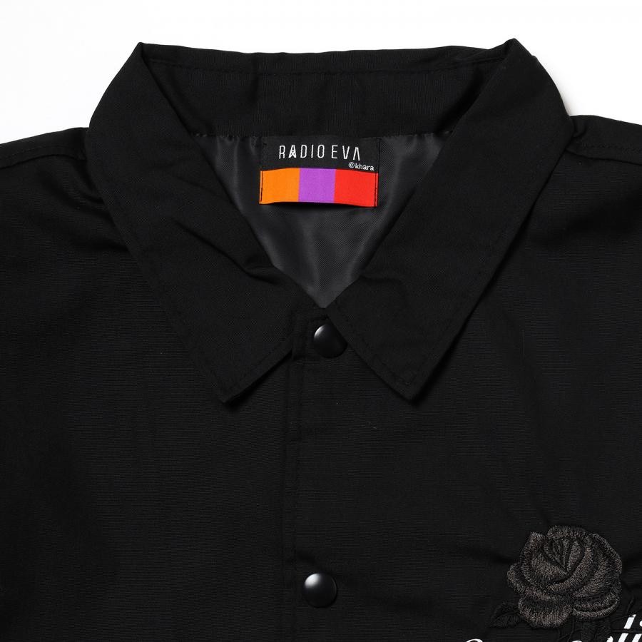 EVA-01 Flower Embroidery COACH JACKET BLACK EDITION（BLACK） BLACK XL