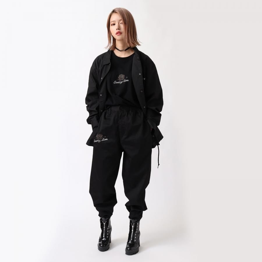 EVA-01 Flower Embroidery COACH JACKET BLACK EDITION（BLACK） BLACK XL