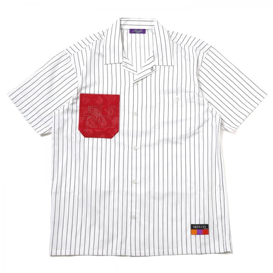 THE BEAST STRIPE WORK SHIRT（WHITE） WHITE XL