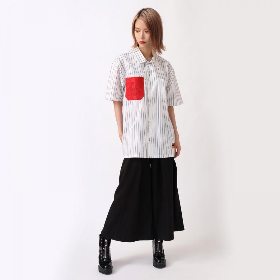 THE BEAST STRIPE WORK SHIRT（WHITE） WHITE XL