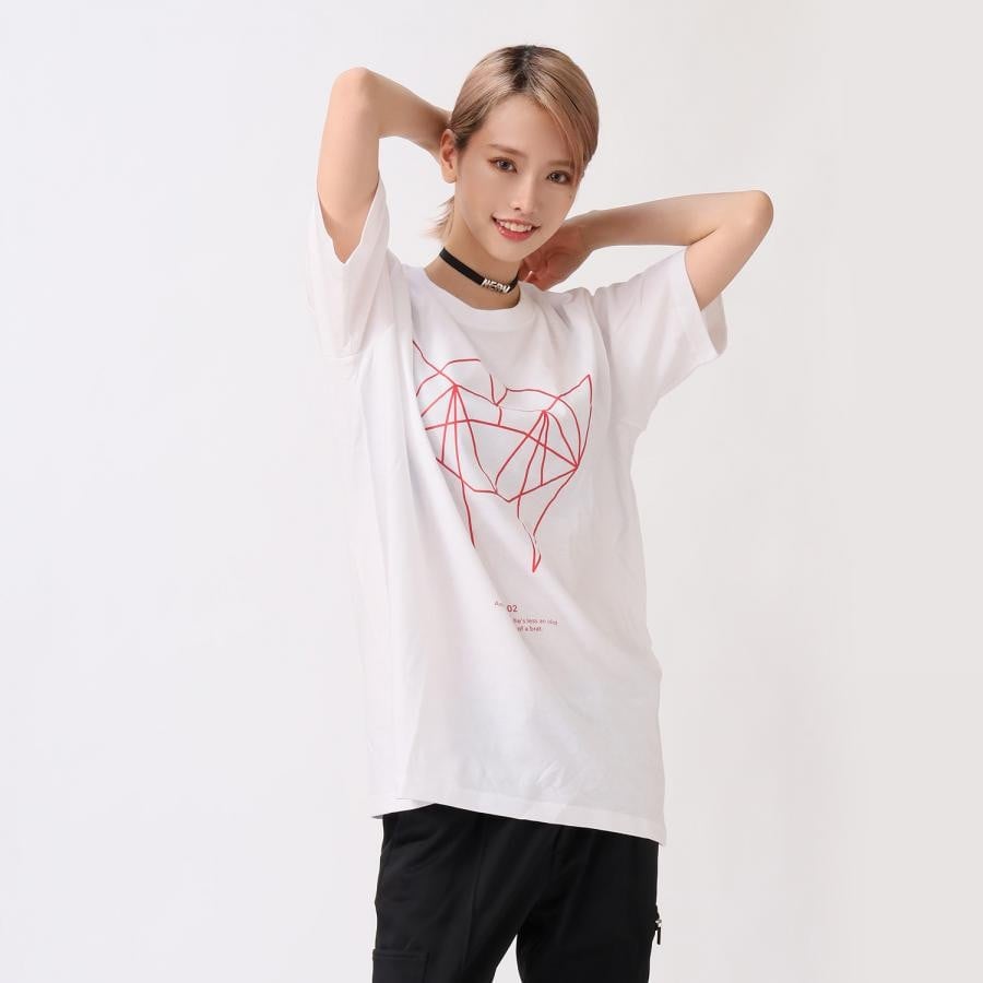GEOMETRIC ASUKA T-Shirt (WHITE×RED) WHITE×RED XL