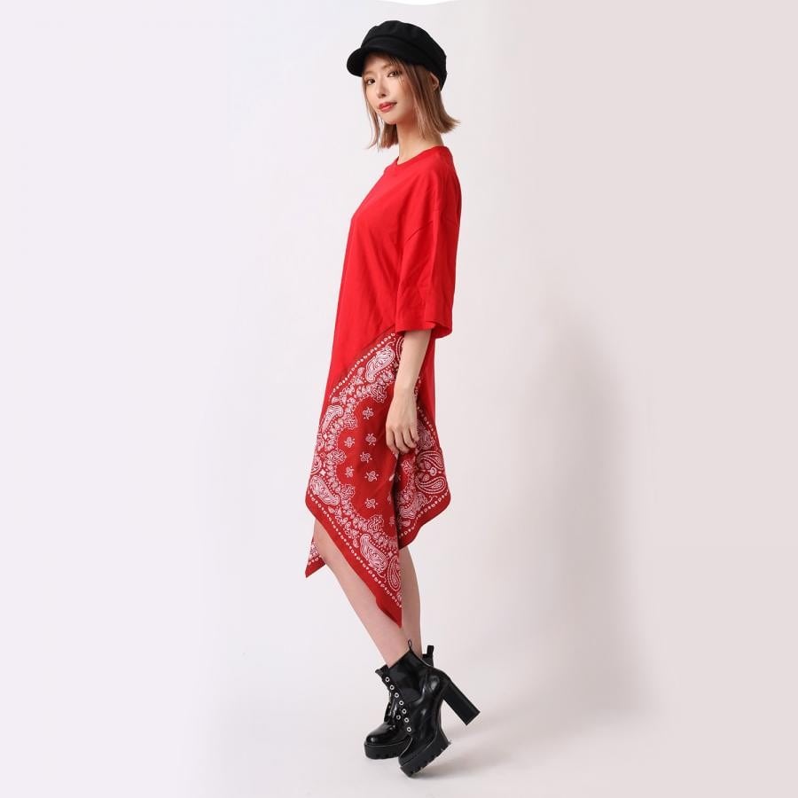 EVA-01 PAISLEYS BANDANNA BIG T-Shirt (RED)