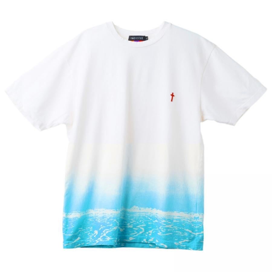 波打際 T-Shirt (WHITE×BLUE) WHITE×BLUE L