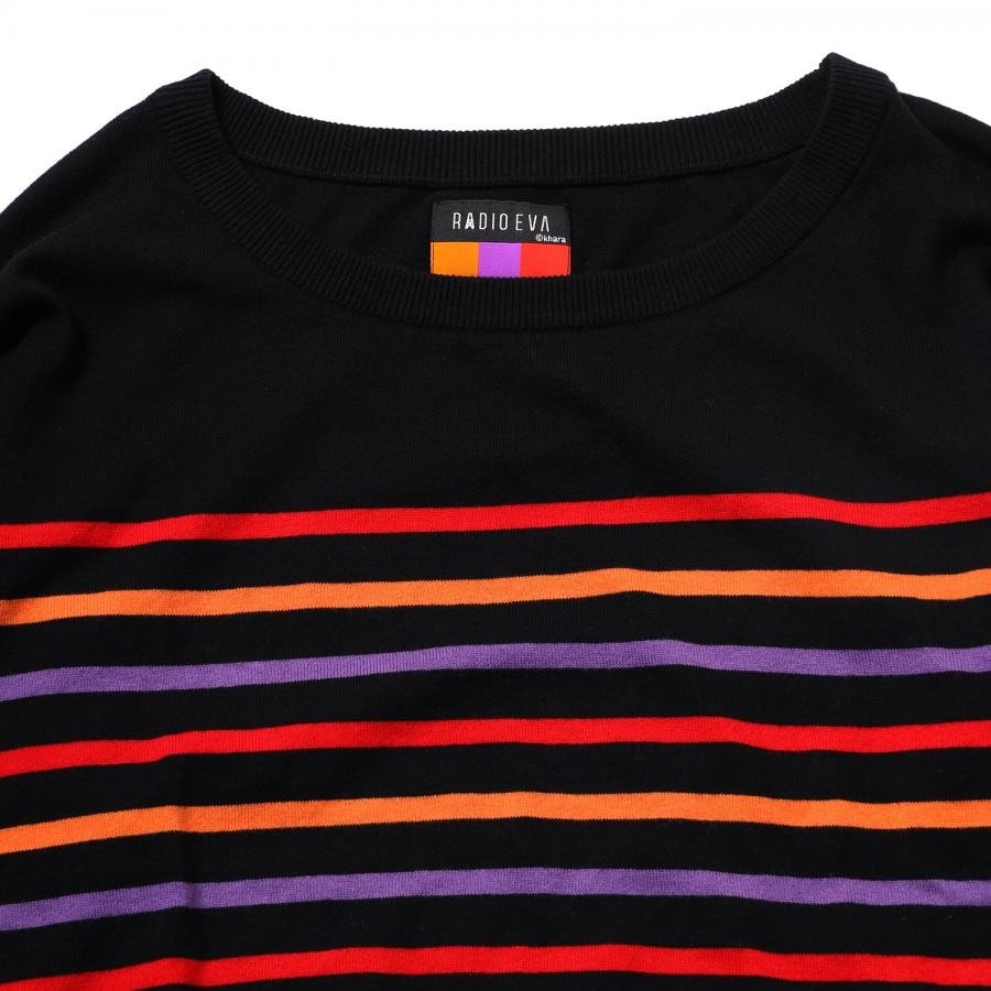 EVANGELION BORDER KNIT (RED×YELLOW×PURPLE) RED×YELLOW×PURPLE LARGE